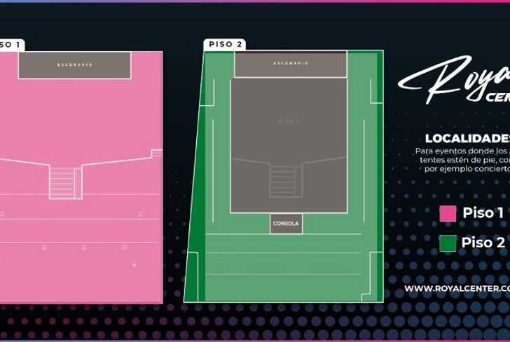 Mapa del concierto de Rupatrupa en el Royal Center de Bogota. Tomada de eticketablanca.com